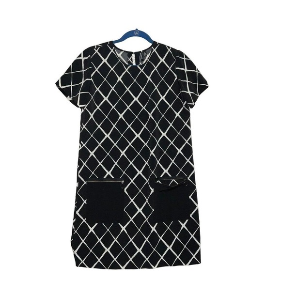 Valette Women’s Black White Sheath Dress. Patch Pockets Sz. Small - Picture 2 of 12
